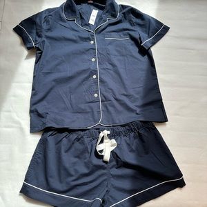 J Crew End on End Short Pajama Set New Navy Medium